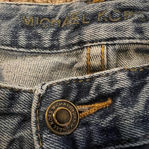{MICHAEL KORS} Size 4 Boot-cut studded MK Back Pocket Light Blue Denim Blue Jean - Picture 7 of 12